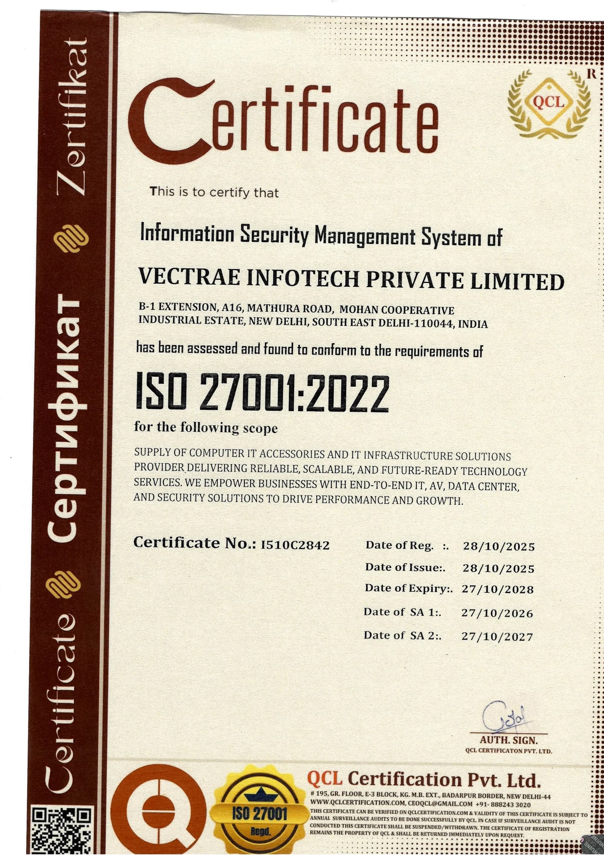 Certification